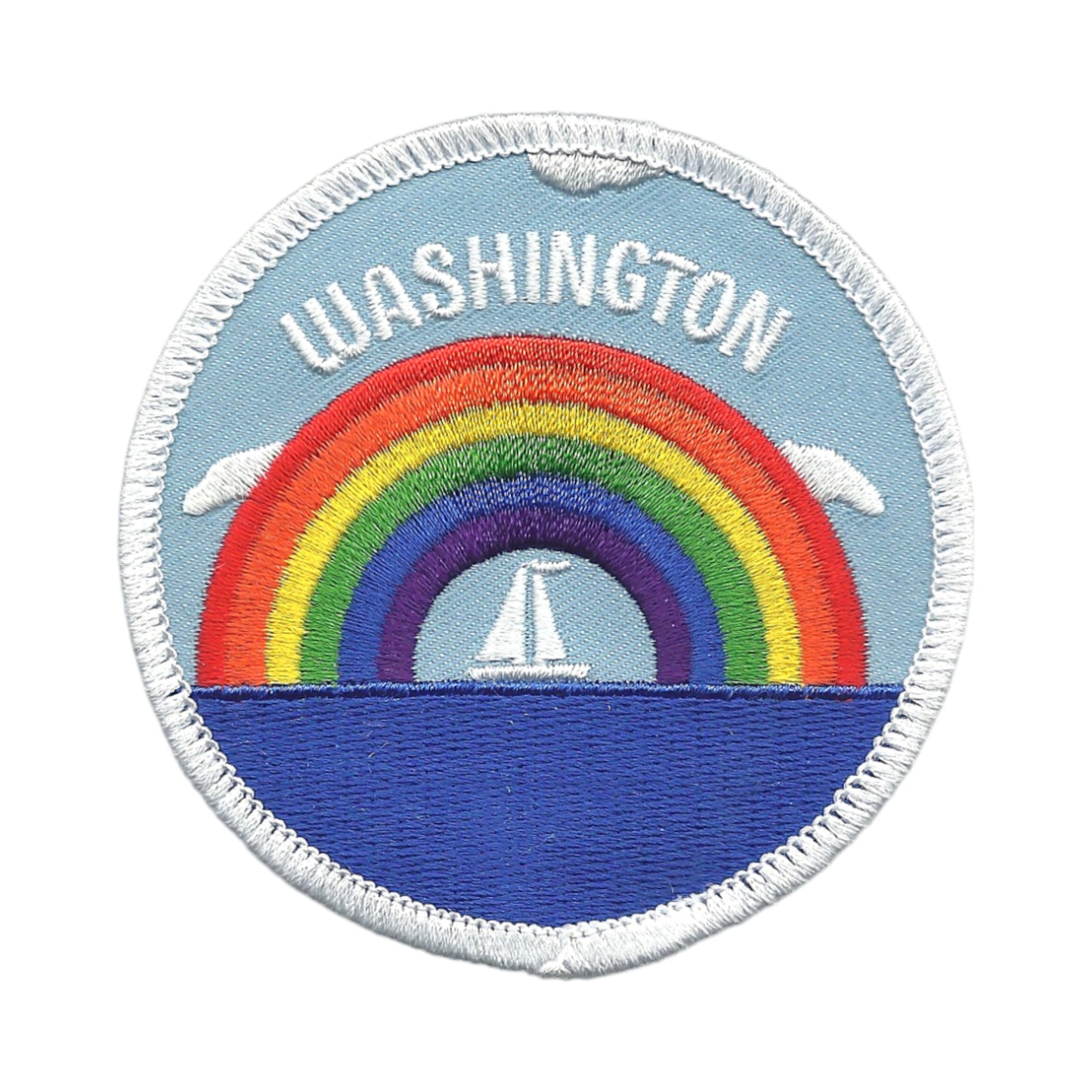 WASHINGTON Rainbow Sailboat Souvenir Embroidered Patch Iron On - 10251