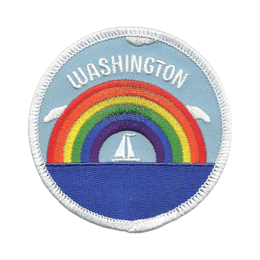 WASHINGTON Rainbow Sailboat Souvenir Embroidered Patch Iron On - 10251