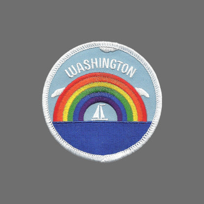 WASHINGTON Rainbow Sailboat Souvenir Embroidered Patch Iron On - 10251