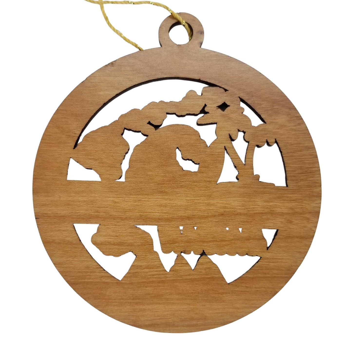 Wholesale Hawaii Wood Ornament - HI  Souvenir - Handmade In The USA