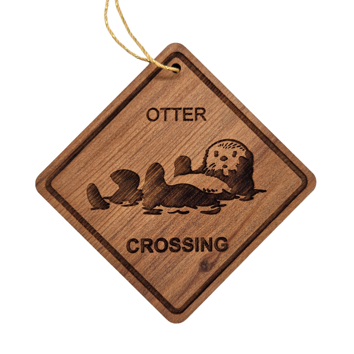 Wholesale Otter Crossing Ornament - Wood Souvenir Handmade in USA