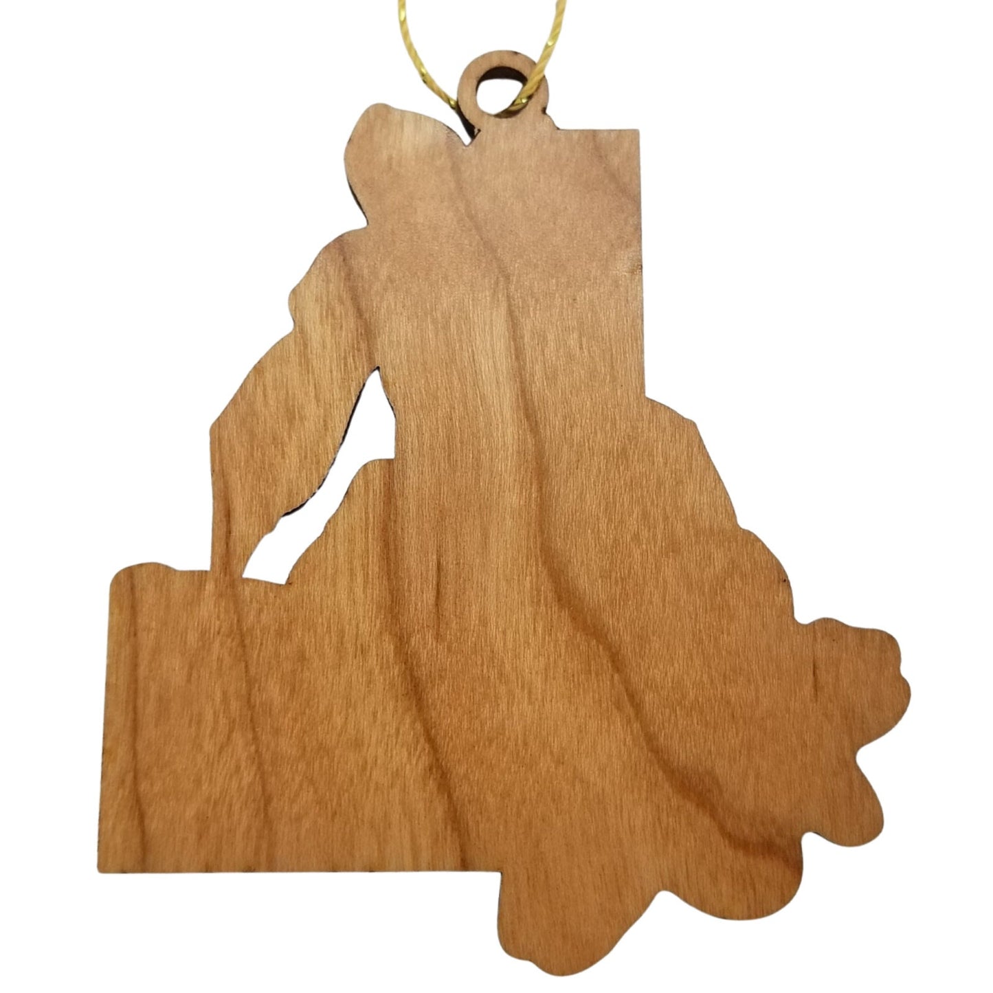 Wholesale Idaho Wood Ornament -  ID State Shape with State Flowers Syringa - Handmade Wood Souvenir