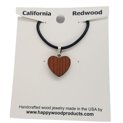 Redwood Heart Necklace Medium - Wood Necklace - California Redwoods - CA Souvenir Keepsake - Gift for Women - Anniversary Gift