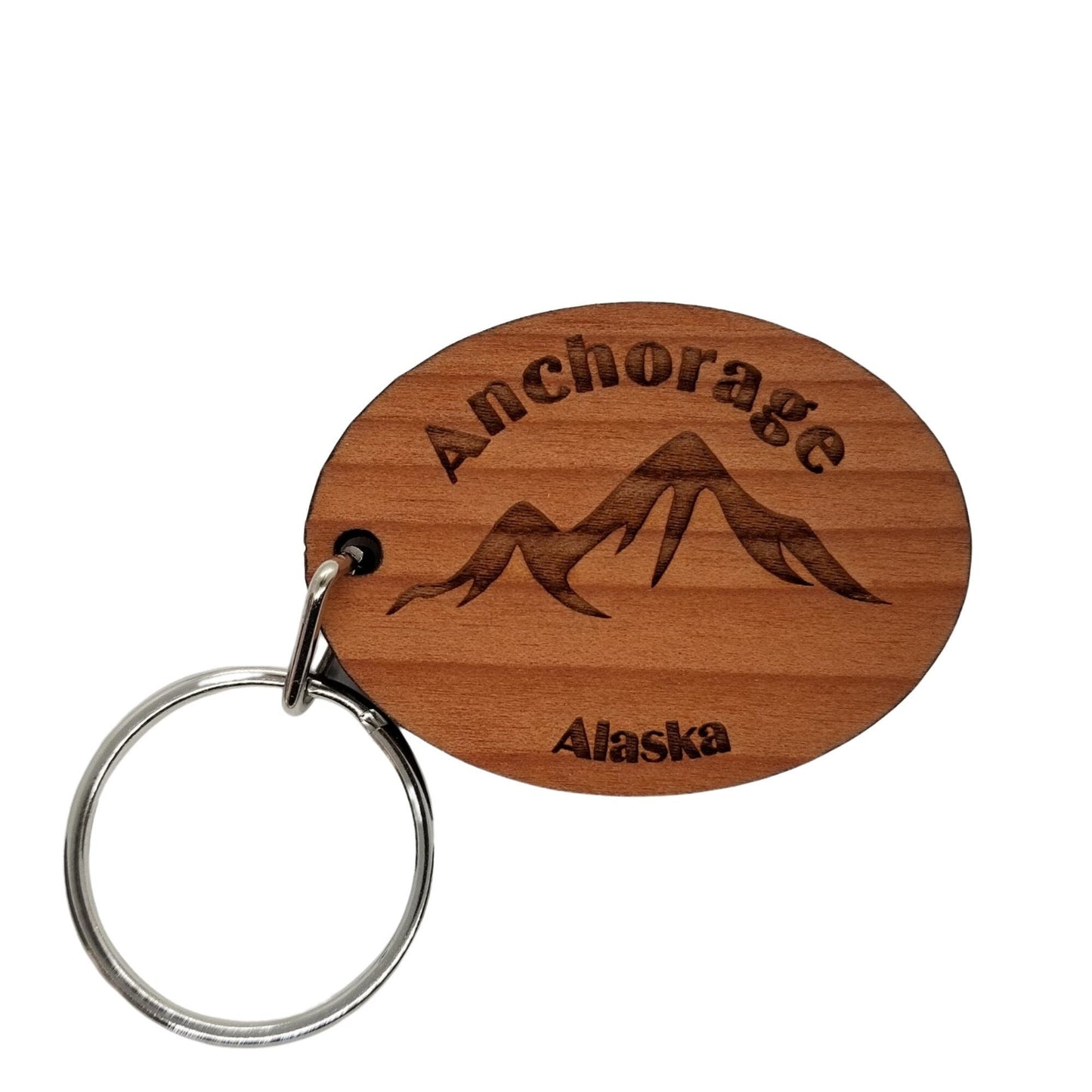 Wholesale Anchorage Alaska Keychain Wood Keyring Mountain Alaska Souvenir