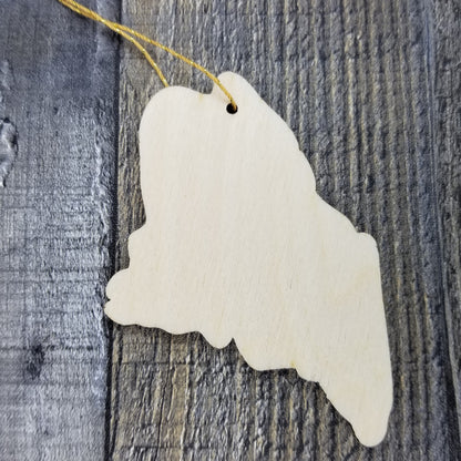 Wholesale Maine Wood Ornament -  ME State Shape with State Motto Souvenir