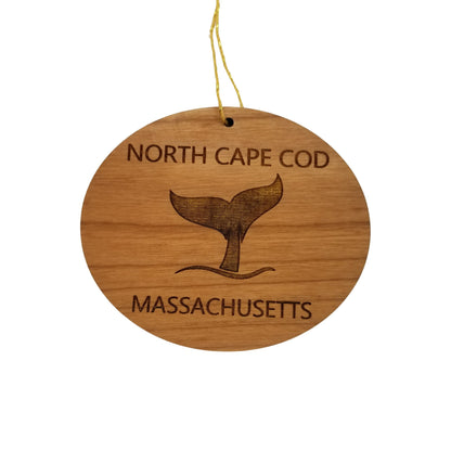 North Cape Cod Massachusetts Ornament - Handmade Wood Ornament - MA Whale Tail Whale Watching - Christmas Ornament 3 Inch