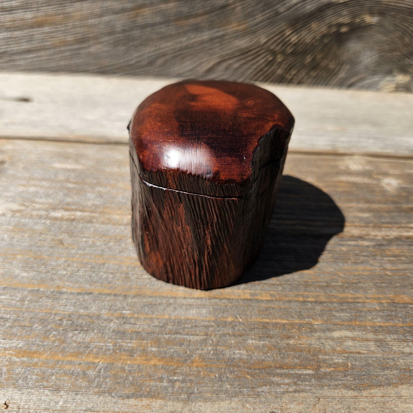 Wood Ring Box Redwood Rustic Handmade California #680 Storage Live Edge Gift