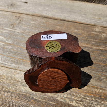 Wood Ring Box Redwood Rustic Handmade California #680 Storage Live Edge Gift