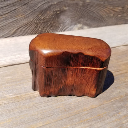 Wood Ring Box Redwood Rustic Handmade California Storage Live Edge Mini #624 Birthday Gift Christmas Gift Mother's Day Gift