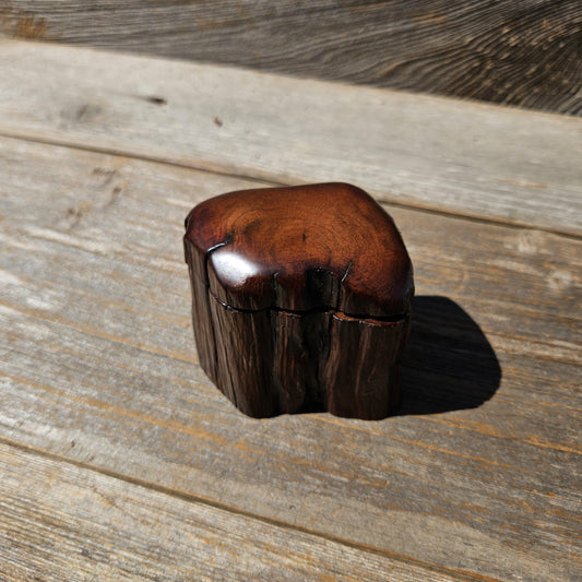 Wood Ring Box Redwood Rustic Handmade California #674 Storage Live Edge Gift