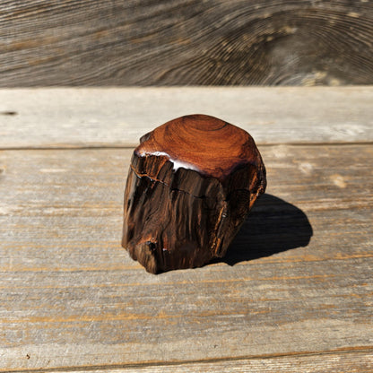 Wood Ring Box Redwood Rustic Handmade California #678 Storage Live Edge Gift