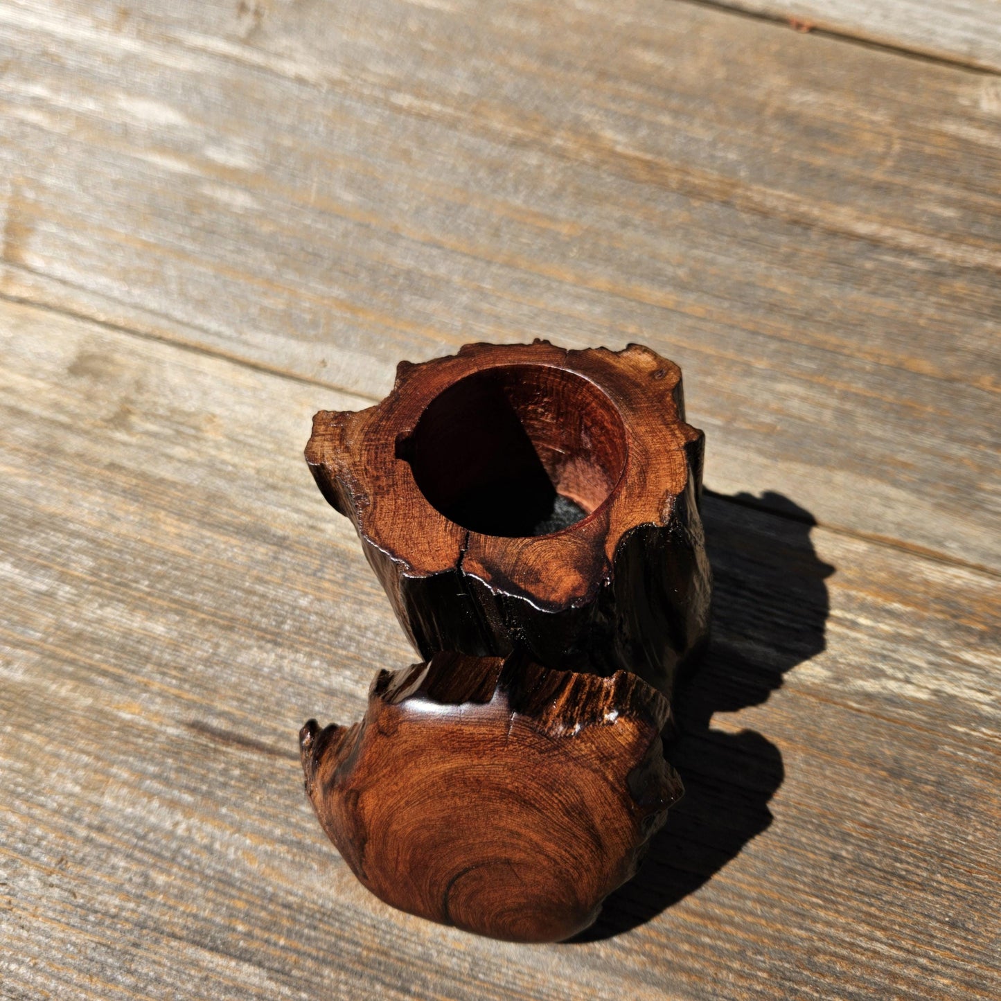 Wood Ring Box Redwood Rustic Handmade California #678 Storage Live Edge Gift