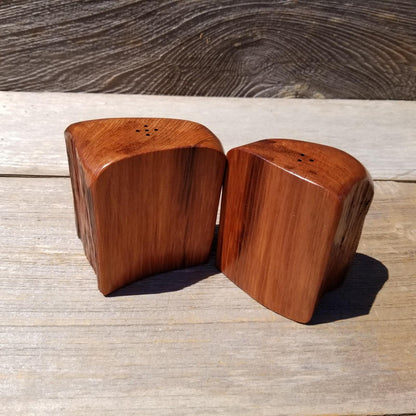 Wood Salt and Pepper Shakers Redwood Rustic Handmade #481 Cabin Lodge Man Cave Decoration California Gift