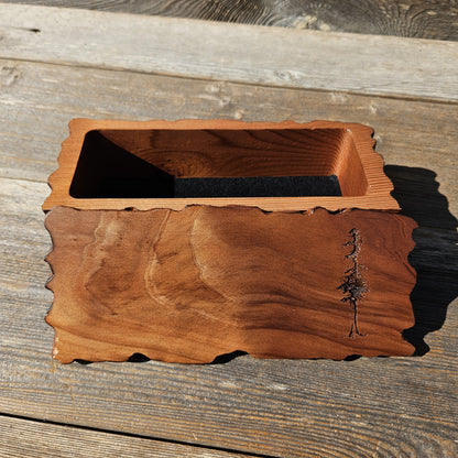 Handmade Wood Box with Redwood Tree Engraved Rustic Handmade #613 California Redwood Jewelry Box Storage Box