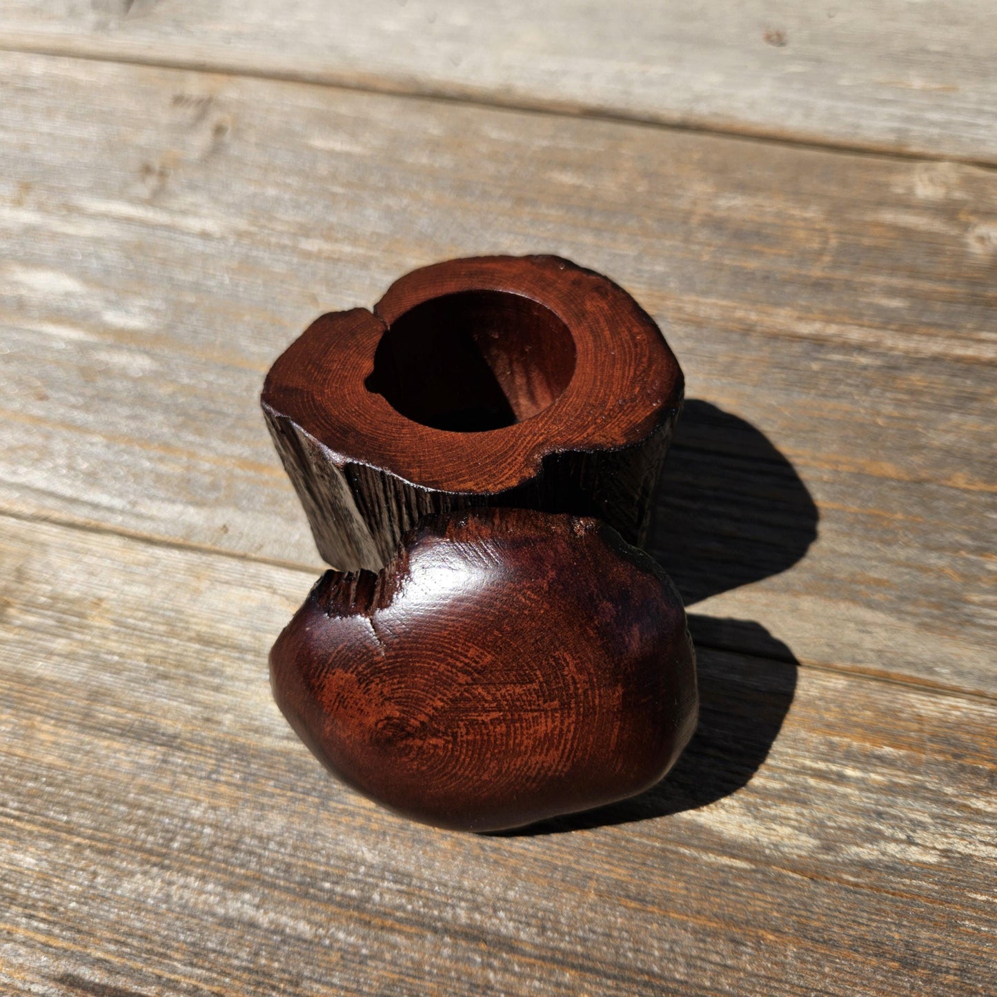 Wood Ring Box Redwood Rustic Handmade California #677 Storage Live Edge Gift