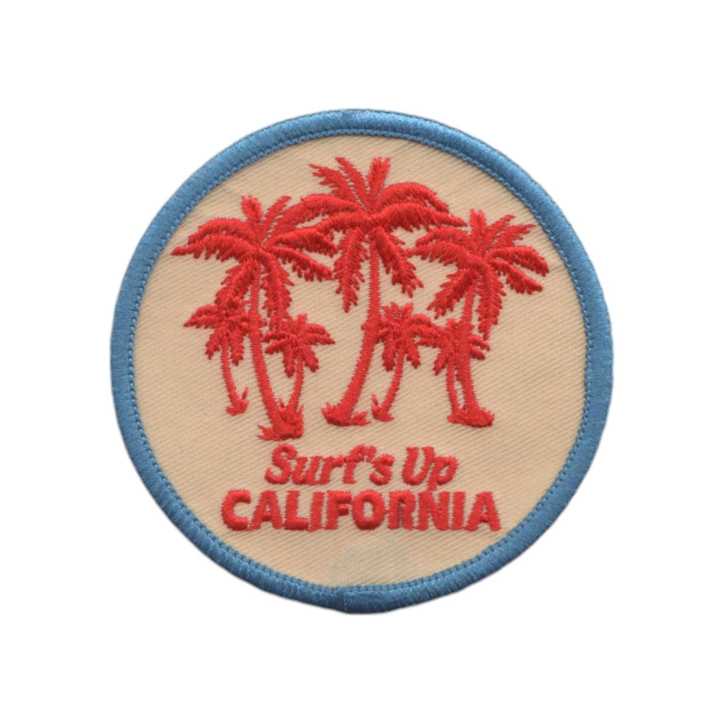 California Patch – Surfs Up Surfing Palm Trees – Iron On Souvenir Travel Patch – CA Embellishment or Applique 3″