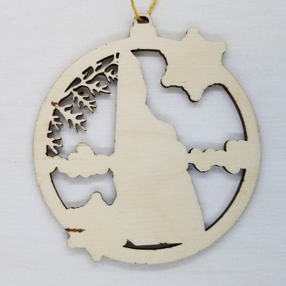 Wholesale New Hampshire Wood Ornament -  NH State Shape with Snowflakes Cutout - Wood Souvenir