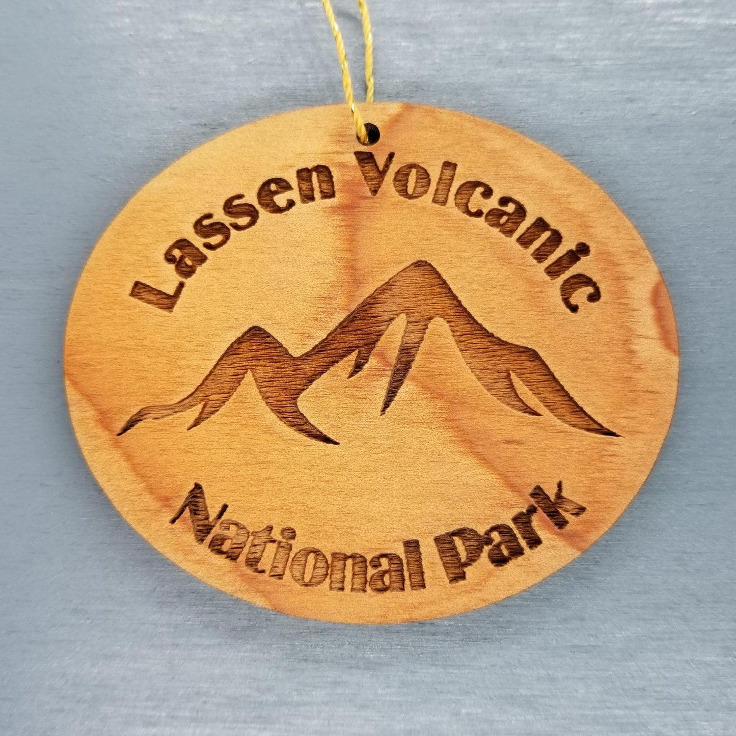 Mt Lassen Ornament Handmade Wood Ornament California Souvenir Lassen Volcanic National Park CA Mountain Ski Skiing Skier Gift Hiking