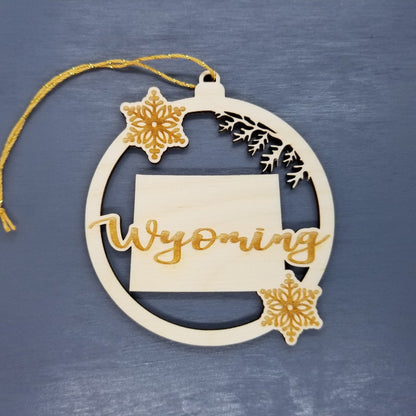 Wholesale Wyoming Ornament - State Shape with Snowflakes Cutout WY Souvenir