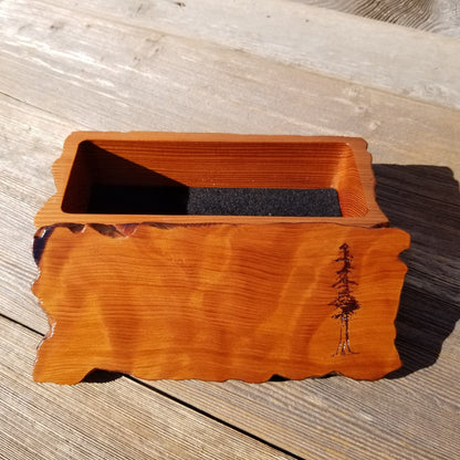 Handmade Wood Box with Redwood Tree Engraved Rustic Handmade Curly Wood #435 California Redwood Jewelry Box Storage Box