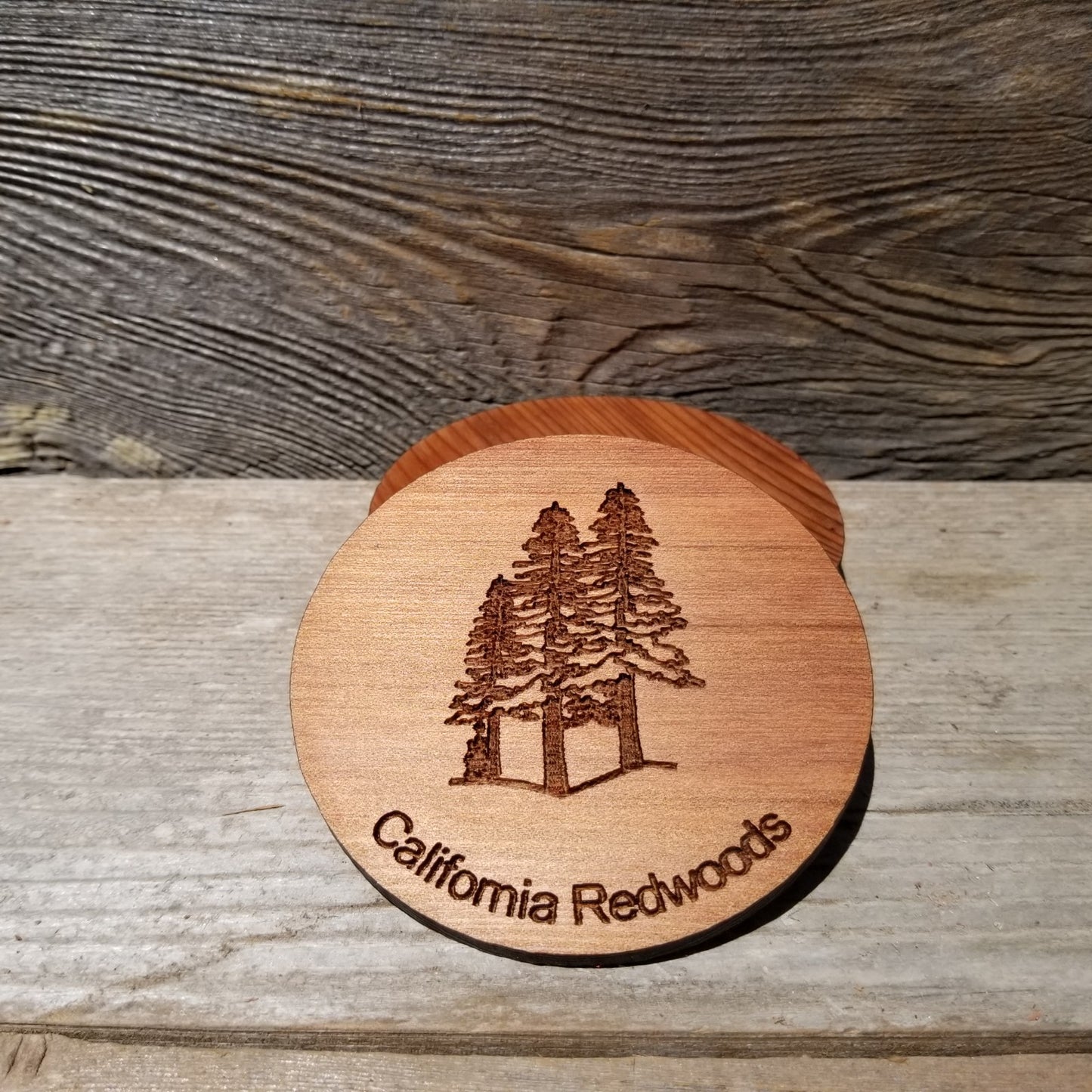 Redwood Trees Wood Coasters - Set of 4 - California Redwood Laser Engraved