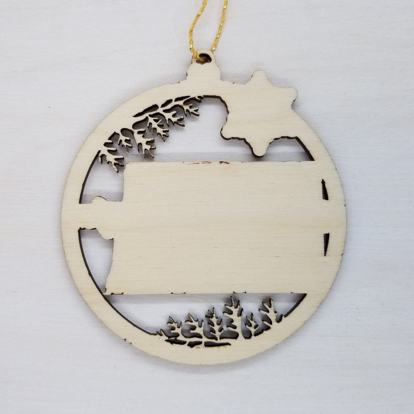 Wholesale North Dakota Wood Ornament -  ND State Shape with Snowflakes Cutout - Wood Souvenir