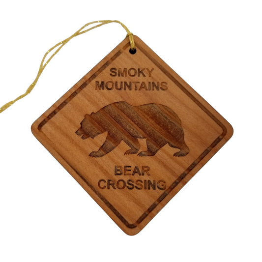 Wholesale Smoky Mountains Ornament - Black Bear Crossing Sign Christmas Ornament - Wood Tennessee Souvenir National Park