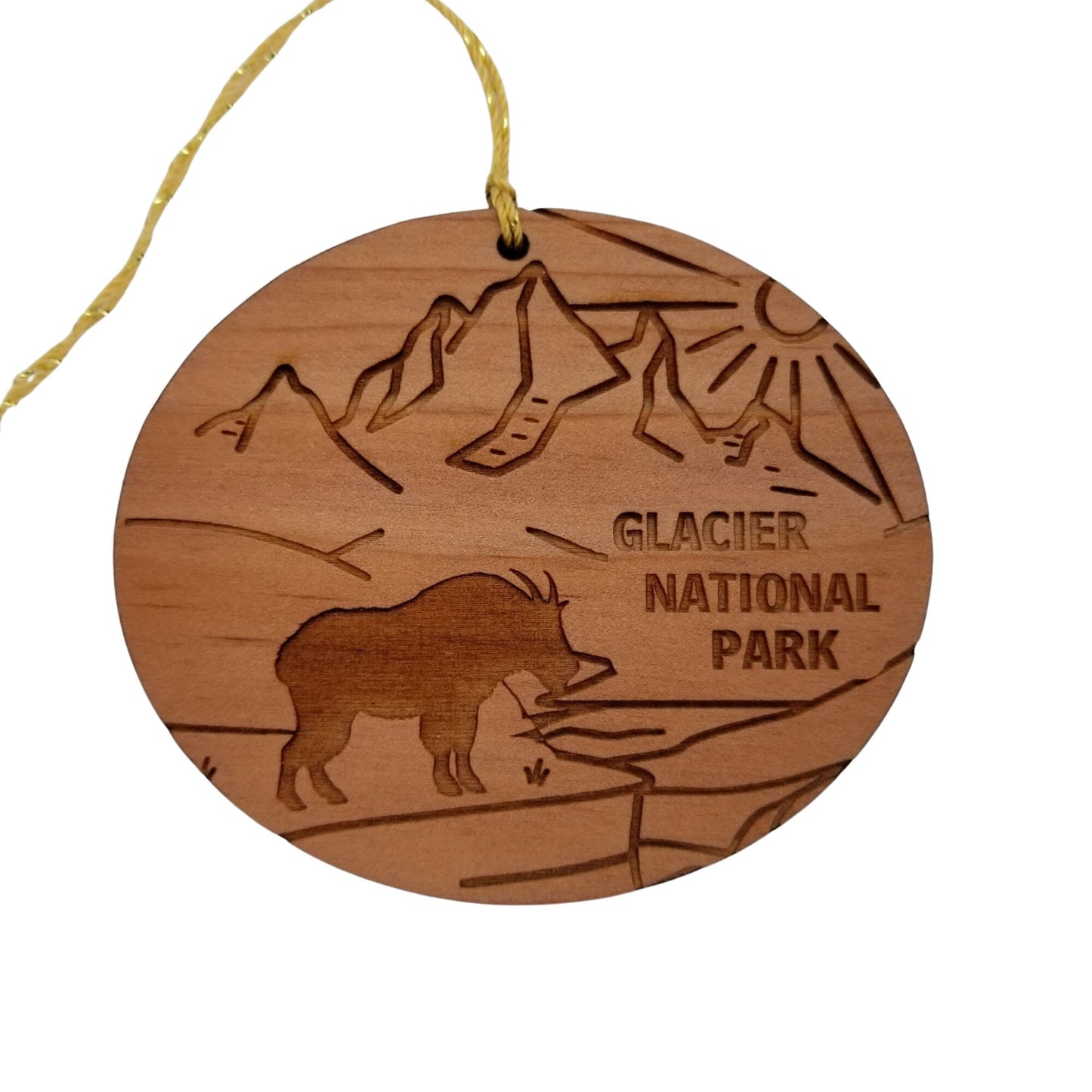 Wholesale Glacier National Park Ornament - Mountain Goat Mountains Sun Wood Souvenir