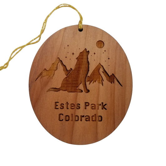 Wholesale Estes Park Ornament - Howling Wolf Moon Stars Mountains - Wood Colorado Souvenir