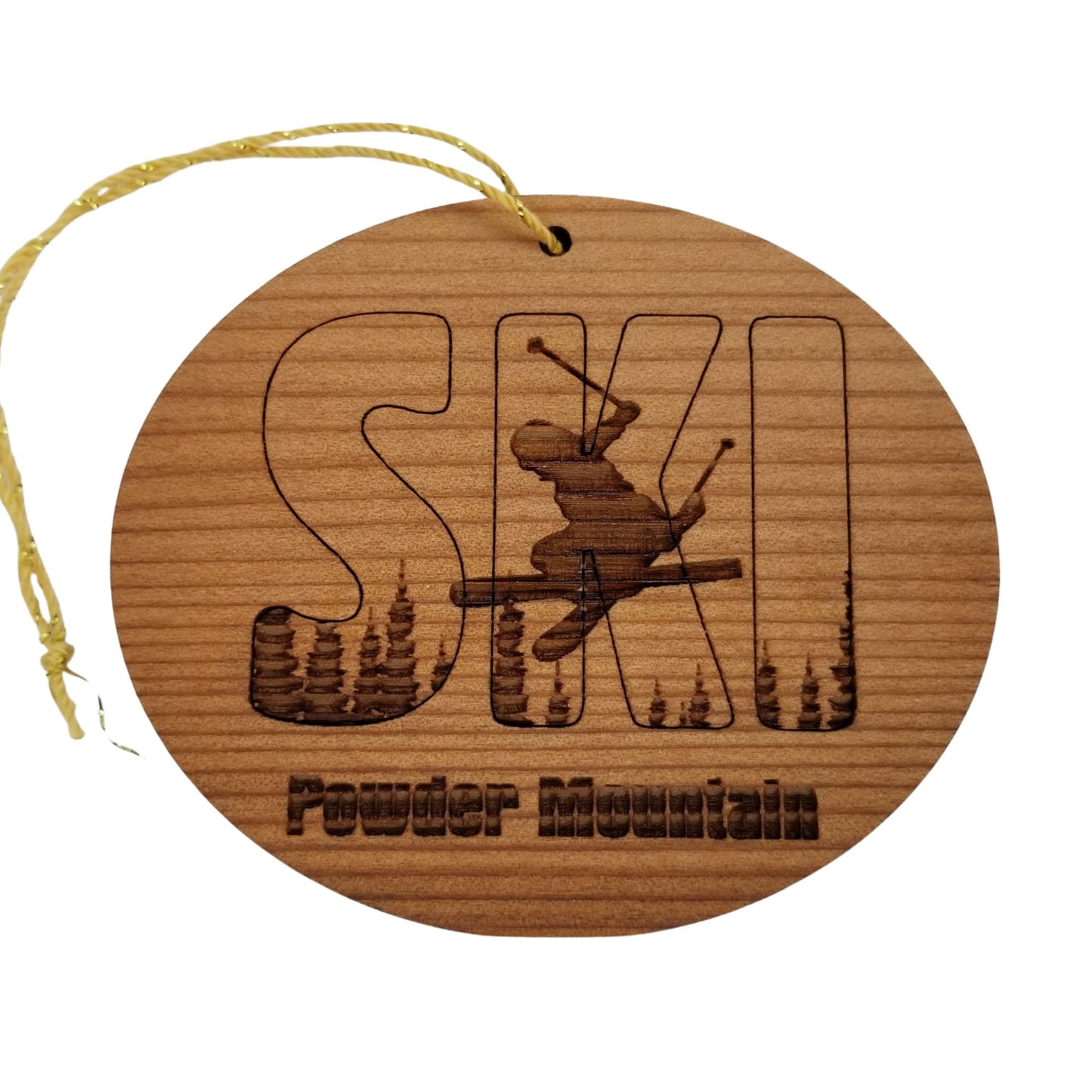 Wholesale Powder Mountain Utah Ski Ornament - Handmade Wood UT Souvenir