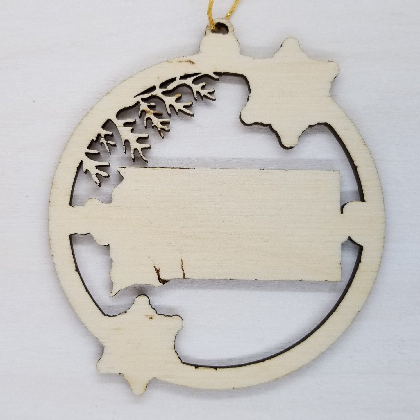 Wholesale South Dakota Wood Ornament -  SD State Shape with Snowflakes Cutout - Wood Souvenir