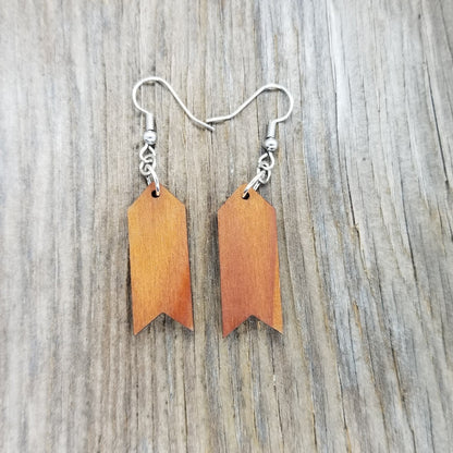 Redwood Earrings - Arrow Wood Earrings - California Redwood Dangle Earrings - CA Souvenir Keepsake - Wood Gift Women