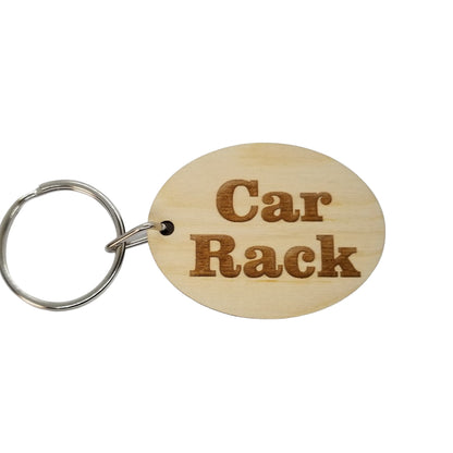 Car Rack Wood Keychain Key Ring Keychain Gift - Key Chain Key Tag Key Ring Key Fob - Car Rack Text Key Marker