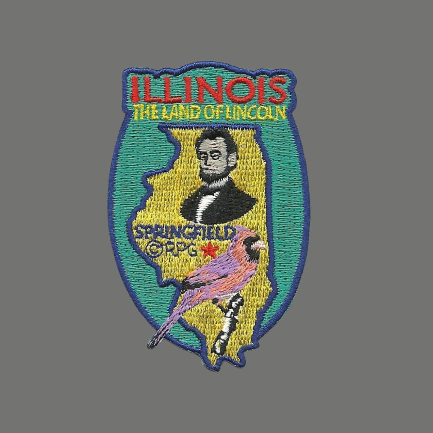 Illinois Patch – The Land of Lincoln - Illinois State Shape- Travel Patch Iron On – IL Souvenir Patch – Applique – Travel Gift 3"