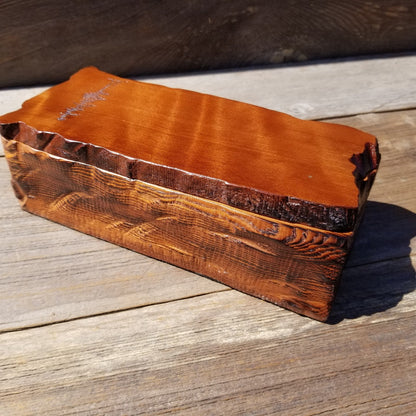 Wood Jewelry Box Redwood Tree Engraved Rustic Handmade Curly Wood #510 Mens Valet Christmas Gift 5th Anniversary