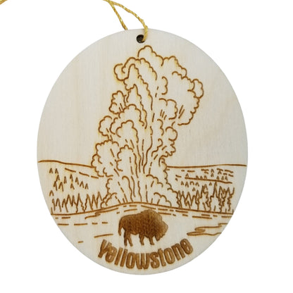 Wholesale Yellowstone National Park Ornament Wood Souvenir Old Faithful Geyser Bison Buffalo