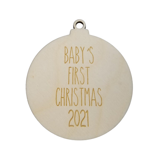 Baby's First Christmas 2021 Ornament - Skinny Thin Font - Handmade Wood Ornament -  Gift for New Moms - Gift For Grandparents - New Dads