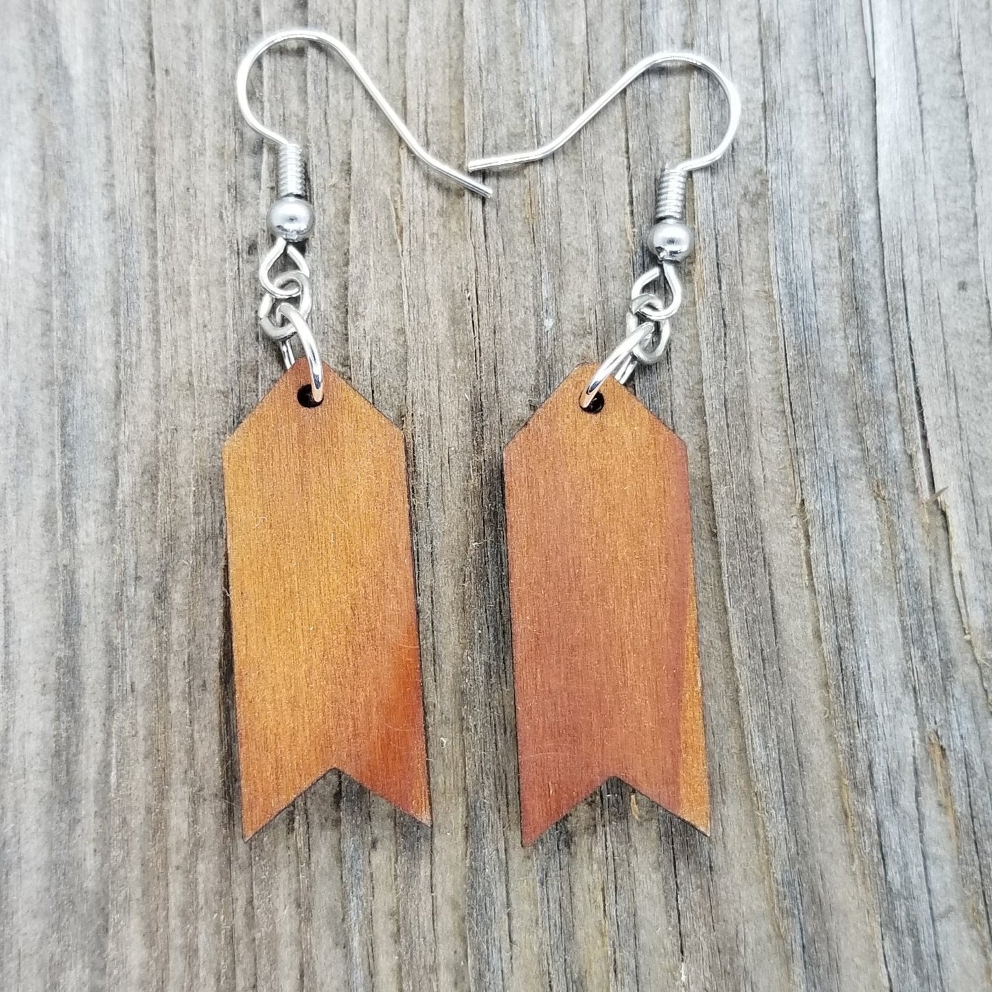 Redwood Earrings - Arrow Wood Earrings - California Redwood Dangle Earrings - CA Souvenir Keepsake - Wood Gift Women