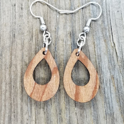 Redwood Earrings - Cutout Teardrop Earrings - California Redwood Dangle Earrings - CA Souvenir Keepsake - Wood Earrings - Wood Gift Women