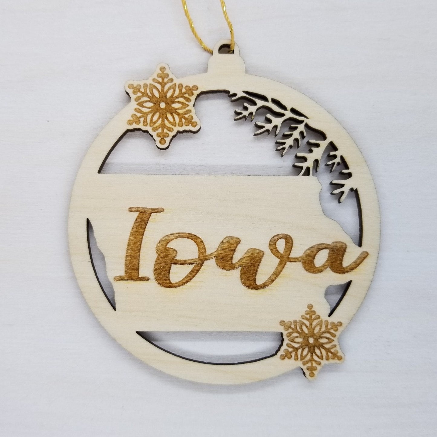 Wholesale Iowa Ornament - State Shape with Snowflakes Cutout IA Souvenir