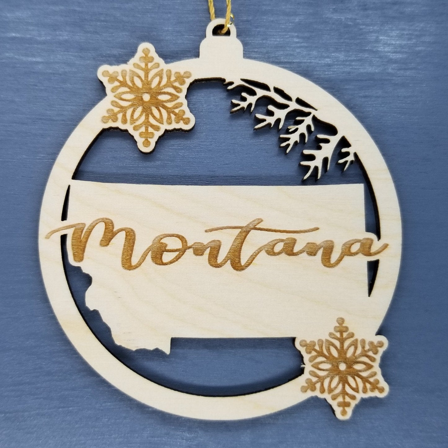 Wholesale Montana Ornament - State Shape with Snowflakes Cutout MT Souvenir