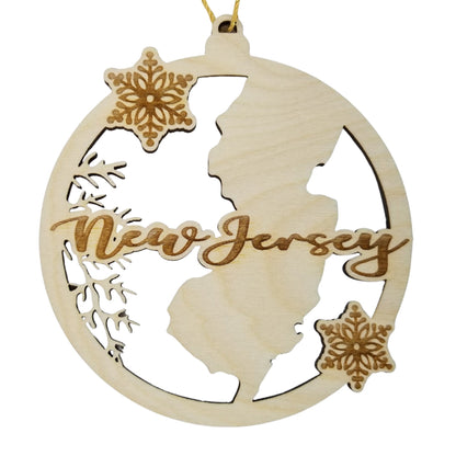 Wholesale New Jersey Ornament - State Shape with Snowflakes Cutout NJ Souvenir