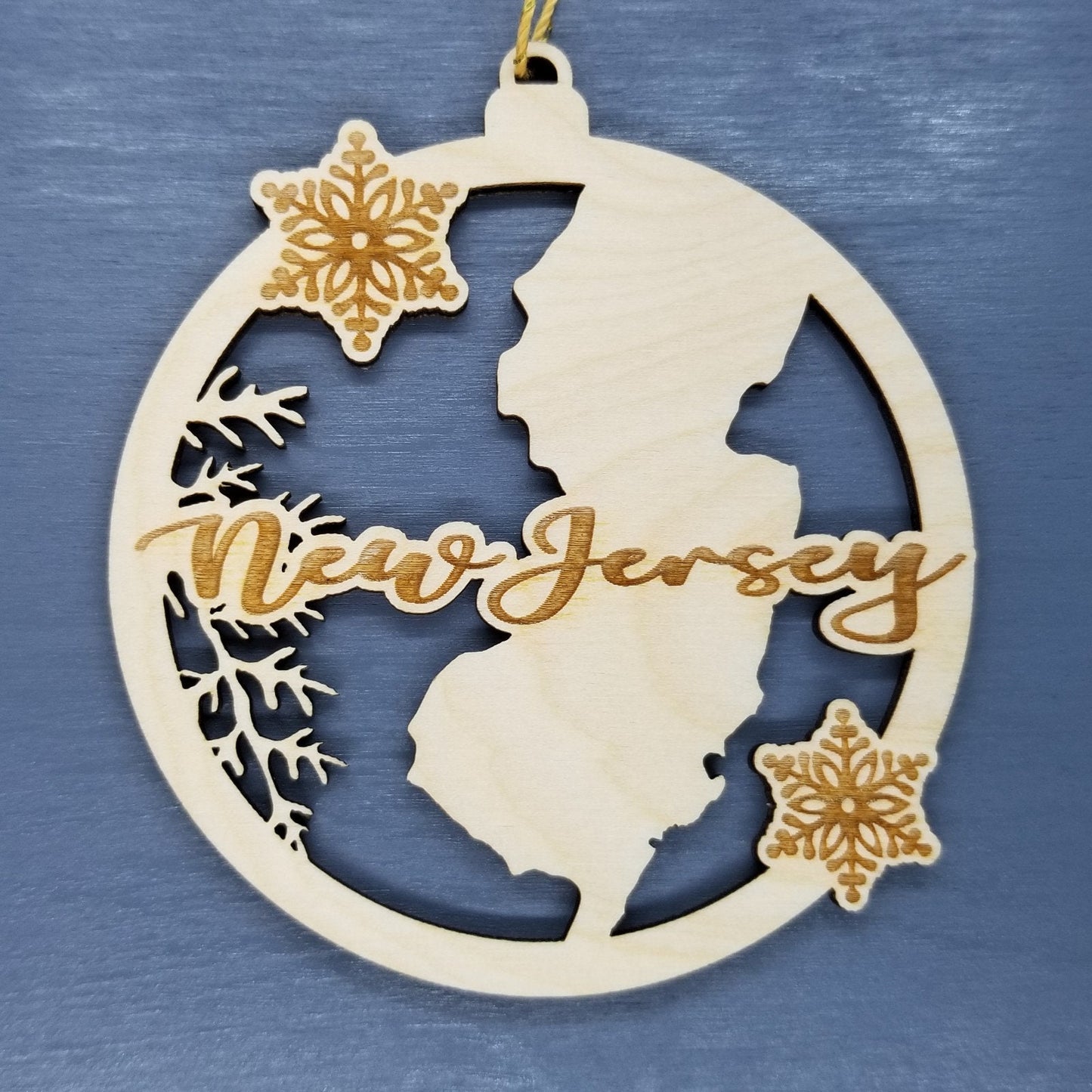 Wholesale New Jersey Ornament - State Shape with Snowflakes Cutout NJ Souvenir