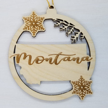 Wholesale Montana Ornament - State Shape with Snowflakes Cutout MT Souvenir