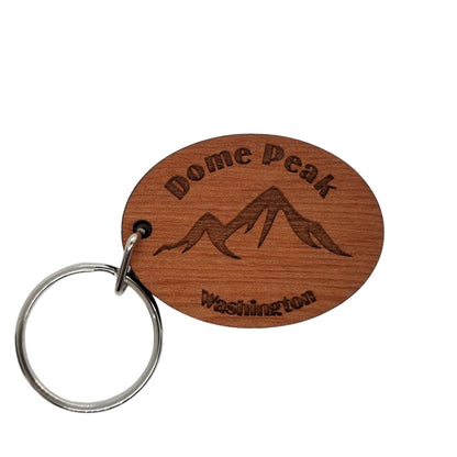 Dome Peak WA Keychain Mountains Wood Keyring Washington Souvenir Mountain Climbing Dome Glacier WA Cascades Hiking Key Tag Bag