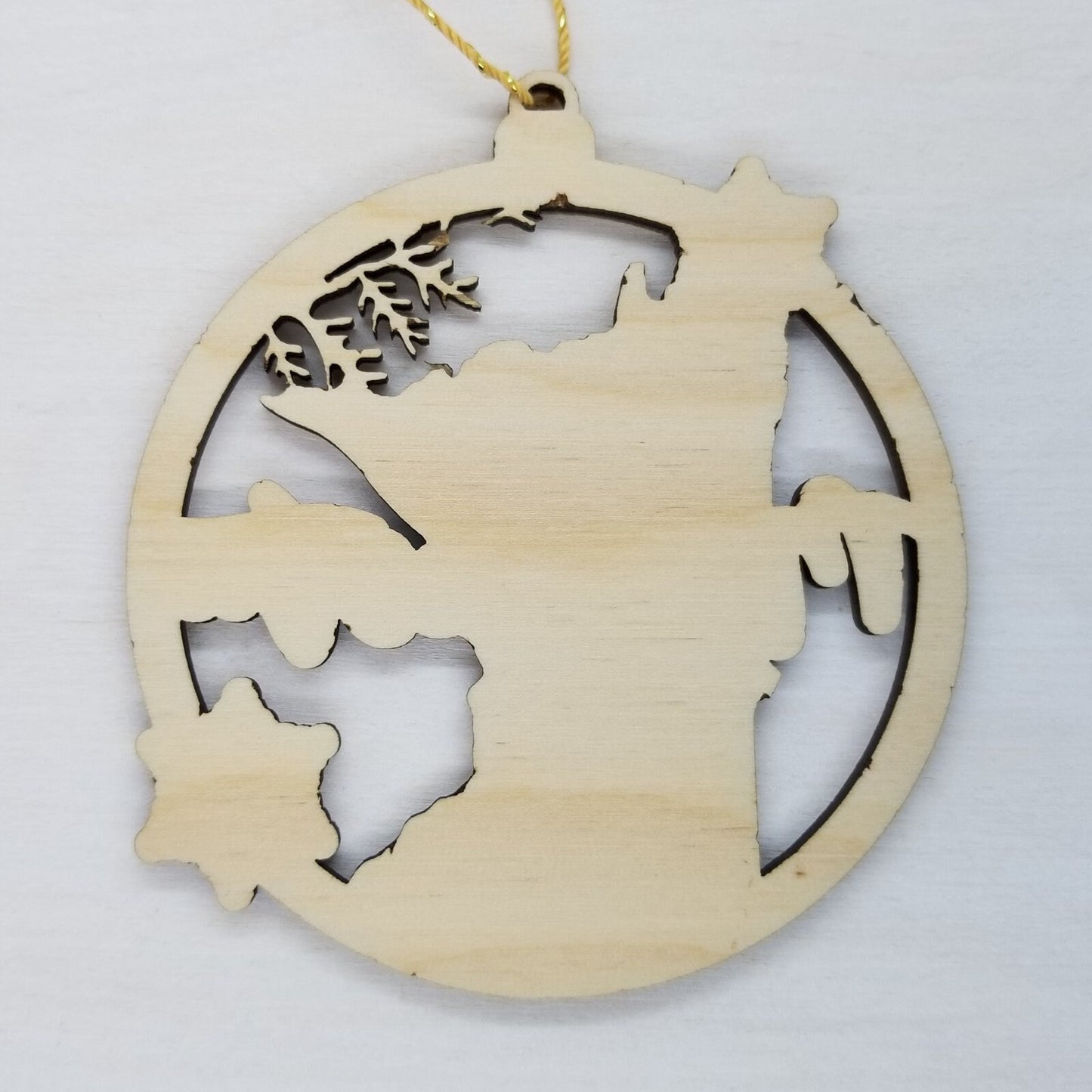 Wholesale Minnesota Wood Ornament -  MN State Shape with Snowflakes Cutout - Wood Souvenir