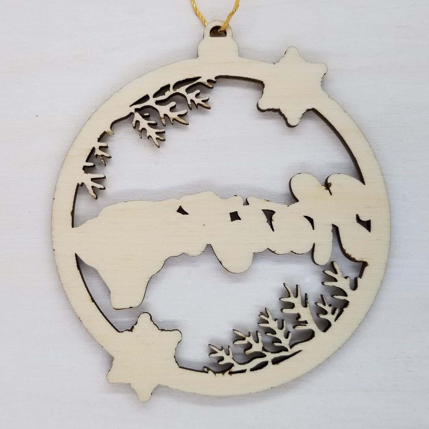 Wholesale Hawaii Wood Ornament - HI State Shape with Snowflakes Cutout - Wood Souvenir