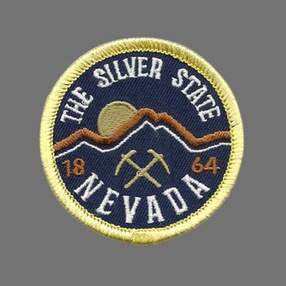 Nevada Patch – The Silver State 1864 – Travel Patch Iron On – NV Souvenir Patch – Embellishment Applique – 2.25" Circle Badge Accessory