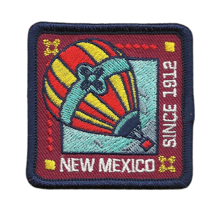 New Mexico Patch – Hot Air Balloon – Travel Patch NM Souvenir Embellishment or Applique NM State 2.25" Iron On Square