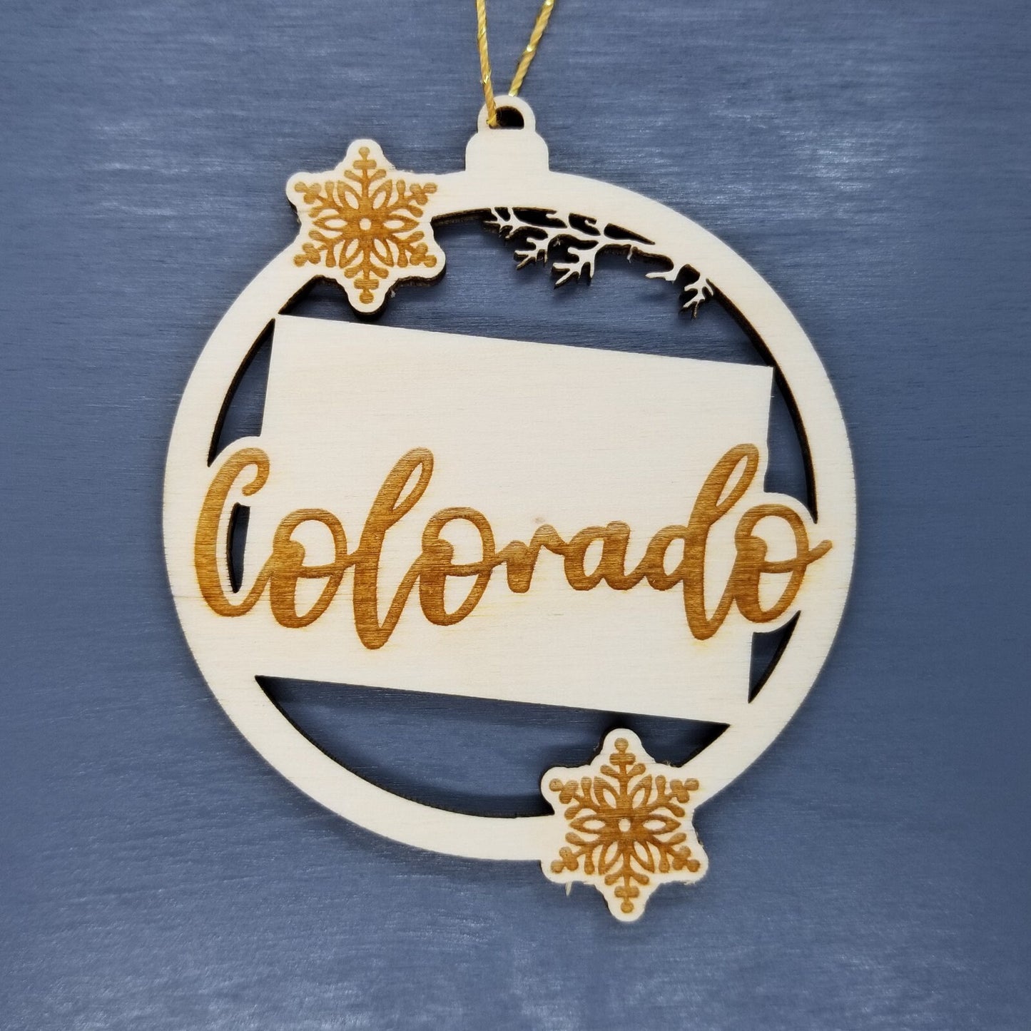 Wholesale Colorado Ornament - State Shape with Snowflakes Cutout CO Souvenir